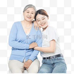 妈妈图片_母亲节母女幸福依靠一起微笑