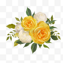 黄色手绘花框图片_黄色白色玫瑰花婚礼
