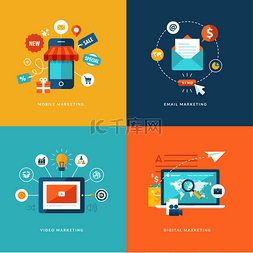 Flat design concept icons for internet market