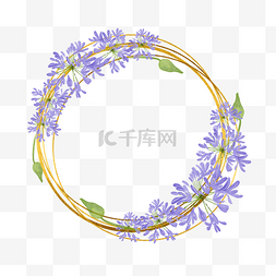 紫色花草图片_非洲百子莲水彩花卉精美边框