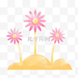 黄色水彩花卉矢量图片_粉色卡通水彩花卉