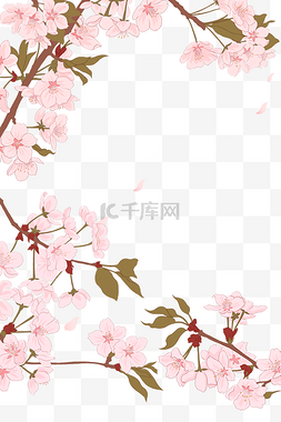 春季樱花树枝樱花海报边框