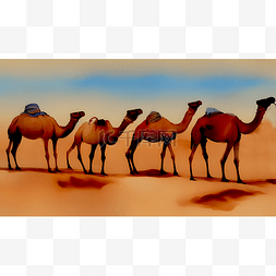 沙漠天空图片_沙漠中的骆驼