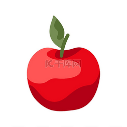 吃苹果图片_成熟苹果的卡通插图。