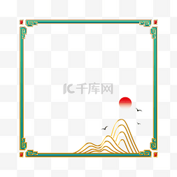 端午节边框图片_中国风古典传统金色山水边框