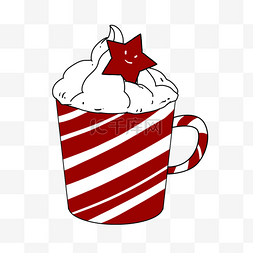 一杯冰激凌球插画图片_红色圣诞雪顶冰激凌杯