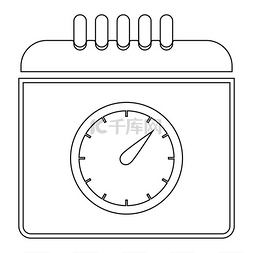 钟面图片_带有时钟图标的日历。