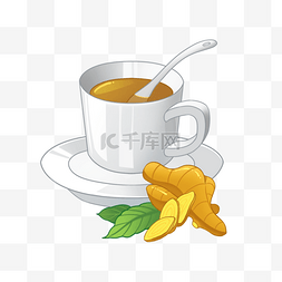 矢量厨具插画图片_生姜养生健康茶