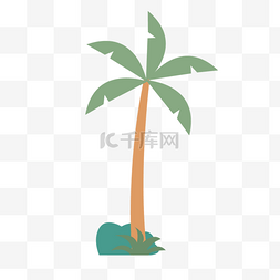 绿色炫彩图片_椰子树海边棕色绿色图片绘画