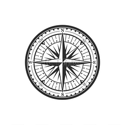 指南针指向图片_古老的导航罗盘纹章图标矢量风玫