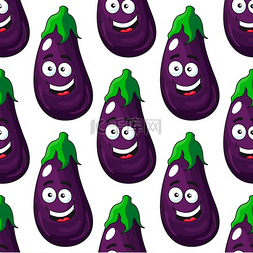 微笑快乐的新鲜紫色茄子或茄子，