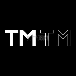 TM 字母商标图标轮廓设置白色矢量