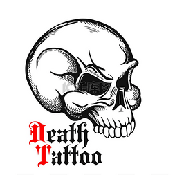 头盖骨图标图片_用于纹身或死亡符号的人类头骨装