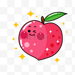 卡通可爱水果贴纸表情水蜜桃