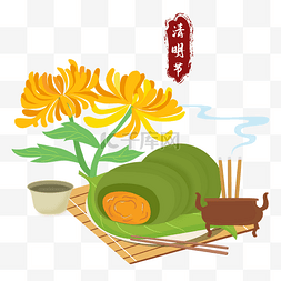 菊花祭祀图片_清明清明节青团祭奠菊花