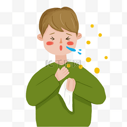 生病感冒咳嗽的男孩流感剪贴画