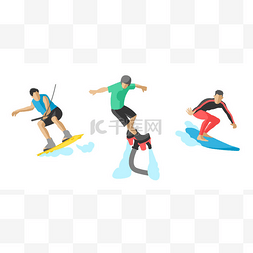 冲浪的图片_矢量跳跃极限运动员剪影图生活滑