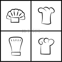 厨房帽套装面包师或厨师的头饰专
