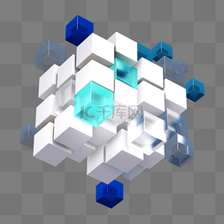C4D毛玻璃漂浮立体组合魔方块