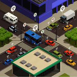 街道图片_智能城市交通灯辅助技术连接汽车