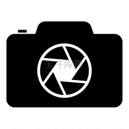 相机快门图标图片_带镜头焦点的相机概念图标黑色矢
