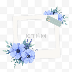 蓝色边框花朵图片_蓝色漂亮花朵手账花卉相框