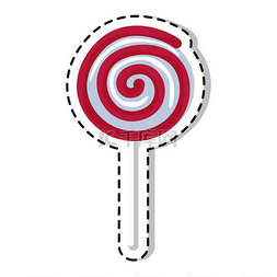 棒棒糖插图图片_白色隔离的漩涡状棒棒糖贴片甜粉