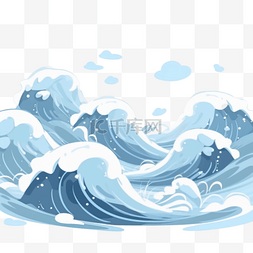 海浪手绘图片_卡通手绘海浪浪花