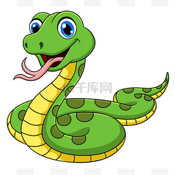 卡通可爱手绘的图片_可爱的绿蛇卡通动物病媒图解