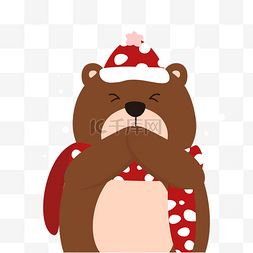 熊卡通风格圣诞节棕色