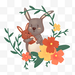 母亲节兔子图片_母亲节可爱动物小灰兔
