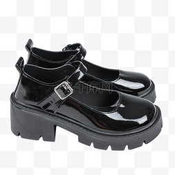 皮鞋黑色图片_女生夏季黑色皮鞋