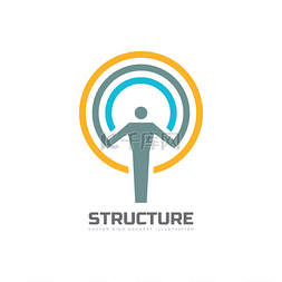 结构-矢量 logo 模板概念插画。人