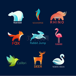 animals图片_Animals Birds vector logo set