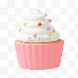 粉色蛋糕图片_粉色卡通C4D立体奶油甜品食物
