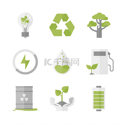 绿色可回收标志图片_清洁能源与生态图标