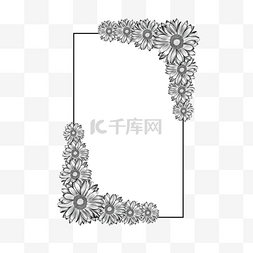 情人花环图片_素描花卉植物几何边框