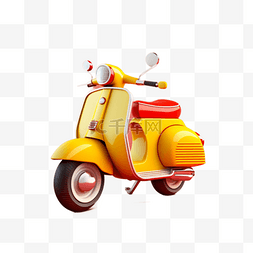 电动摩托车手绘图片_交通工具电瓶车摩托车黄色车