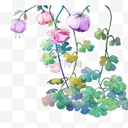 水彩鸟语花香图片_植物花卉手绘水彩插画元素