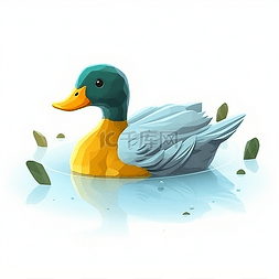 夏天池塘卡通图片_一只在池塘里游泳的小鸭子