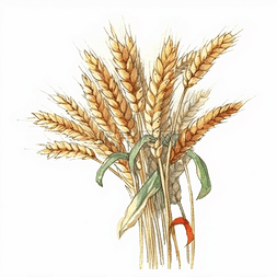手绘一束麦子小麦麦穗