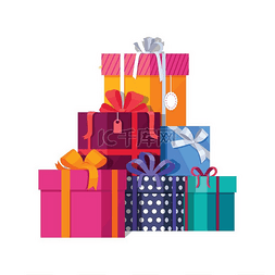 圣诞节活动图片_一堆五颜六色的包装礼品盒。
