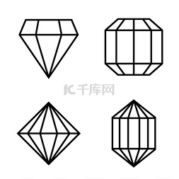 钻石几何切割图片_珍贵的珠宝轮廓形状。