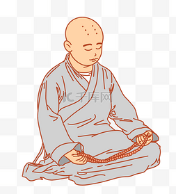 人物简笔画图片_僧侣僧人和尚佛教打坐修行禅意人