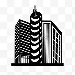 城市商业剪影图片_黑白商业建筑城市剪贴画