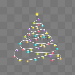 圣诞节快乐矢量图片_圣诞灯串彩色五角星灯泡