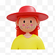 3DC4D立体夏季戴帽子黄衣服女孩