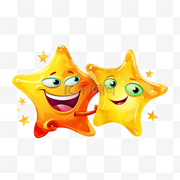 笑脸图片_有两个笑脸的黄色星星