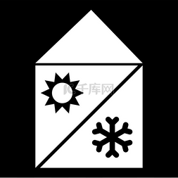 家庭制冷和供暖系统图标。