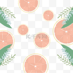 切开的红柚图片_切开的新鲜红柚抽象植物边框